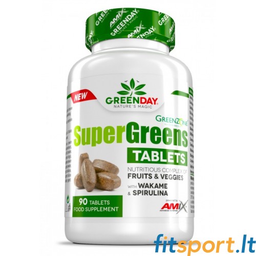 Amix GreenDay® Super Greens 90 tabl. (Vaisių, daržovių ir dumblių kompleksas sveikatingumui) 
